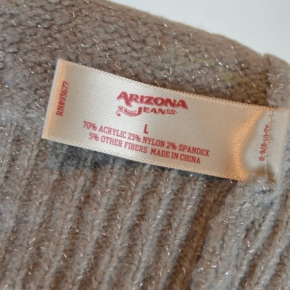 Arizona Jeans Soft Light Grey Silver Half Sleeve Pullover Round Neck Dot Sweater